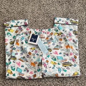 Roller Rabbit Kids Cream Pajama Pants with Multicolor Adventure Print